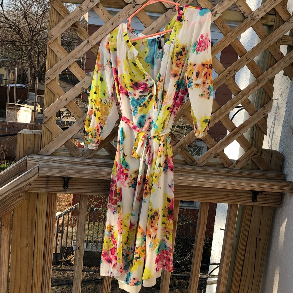 Breezy Long Sleeve Floral Dress with Tie